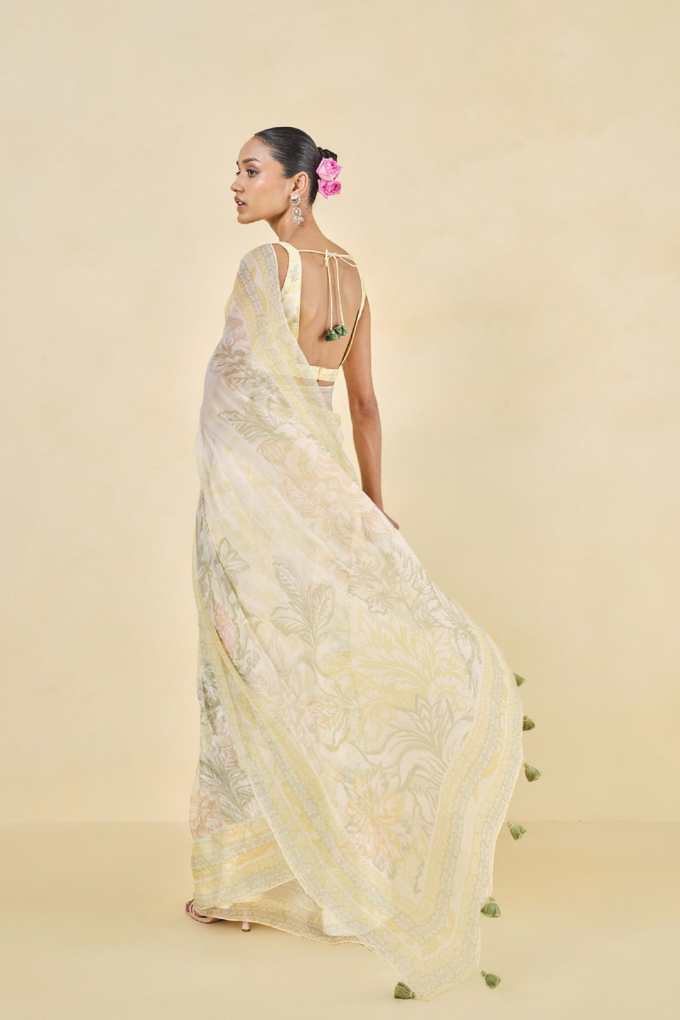 Anita Dongre Cerrado Lyocell Saree Yellow indian designer wear online shopping melange singapore