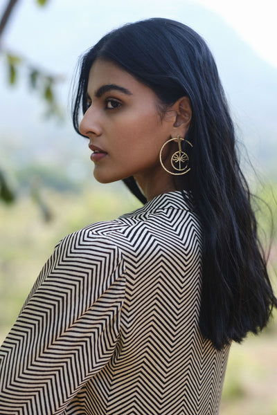 Anita Dongre Chevron Shirt Coord Black indian designer wear online shopping melange singapore