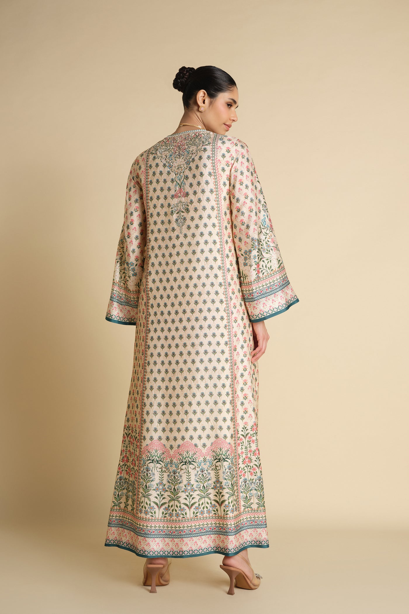 Anita Dongre Corvus Embroidered Silk Kaftan Blush indian designer wear online shopping melange singapore