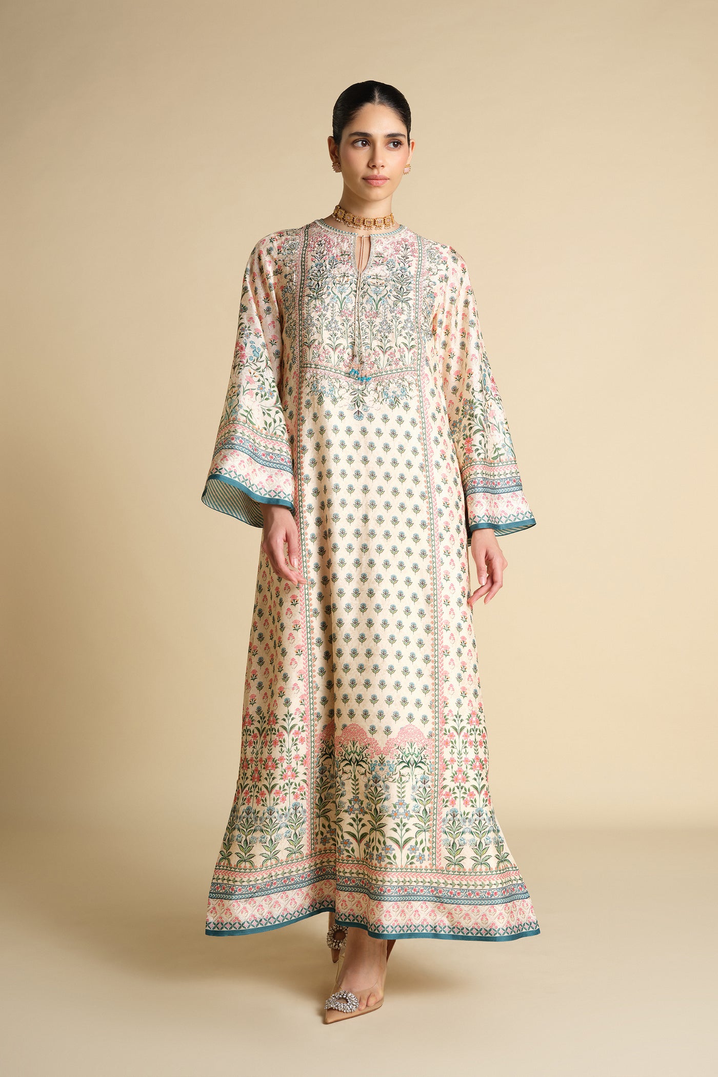 Anita Dongre Corvus Embroidered Silk Kaftan Blush indian designer wear online shopping melange singapore
