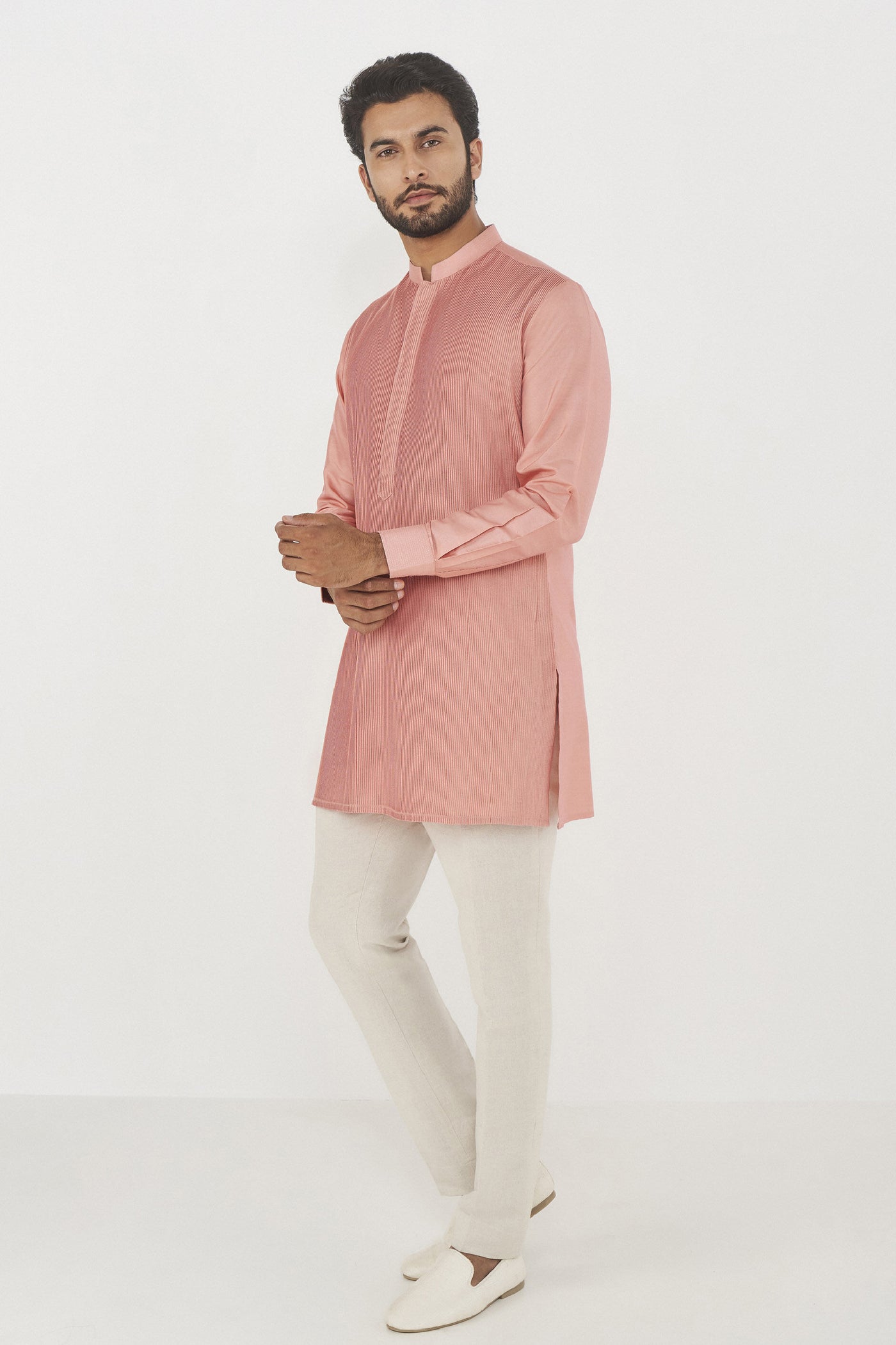 Anita Dongre Menswear Daksh Kurta Pink Indian designer wear online shopping melange singapore