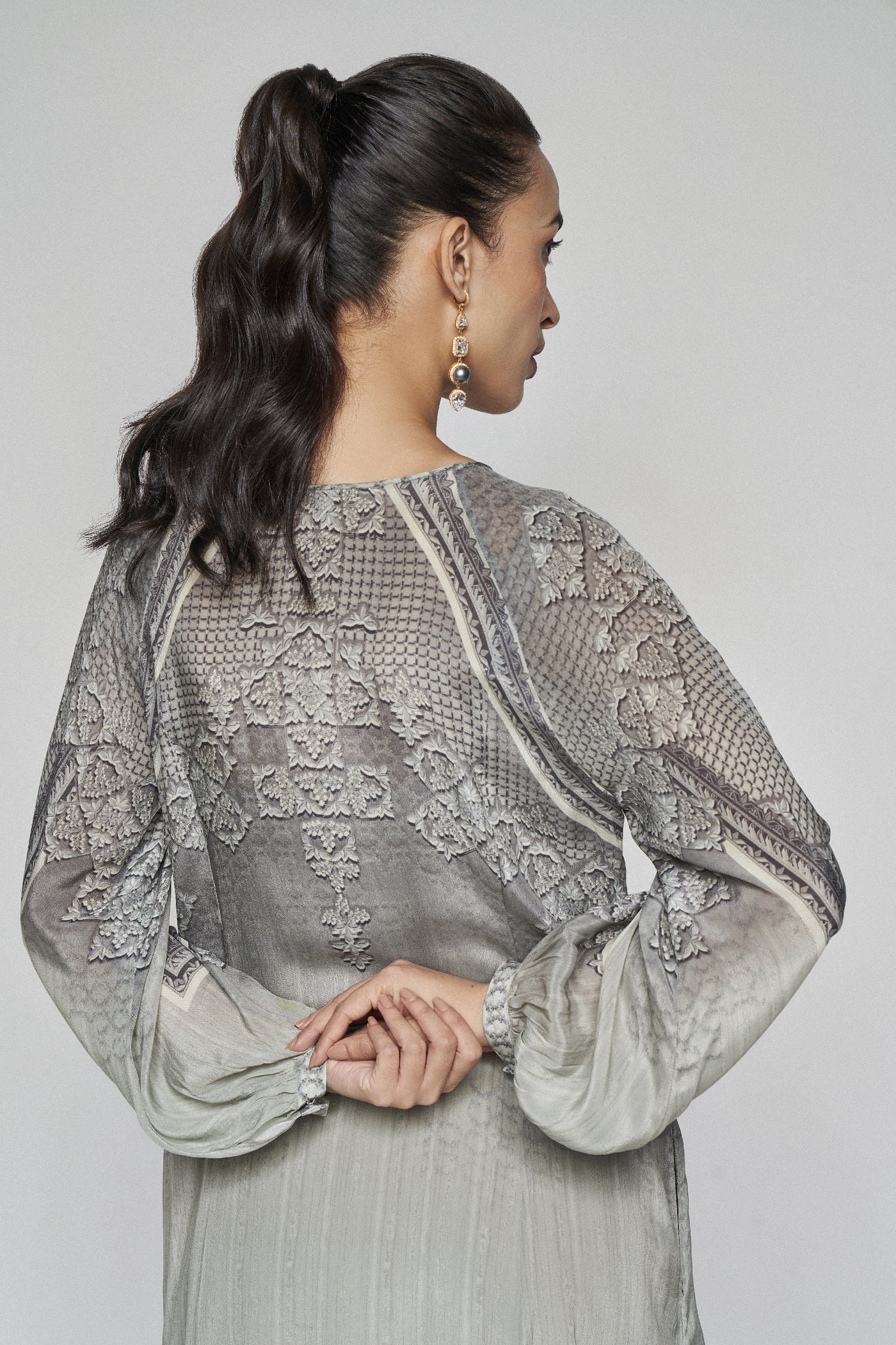 Anita Dongre Daphne Dress Grey indian designer wear online shopping melange singapore