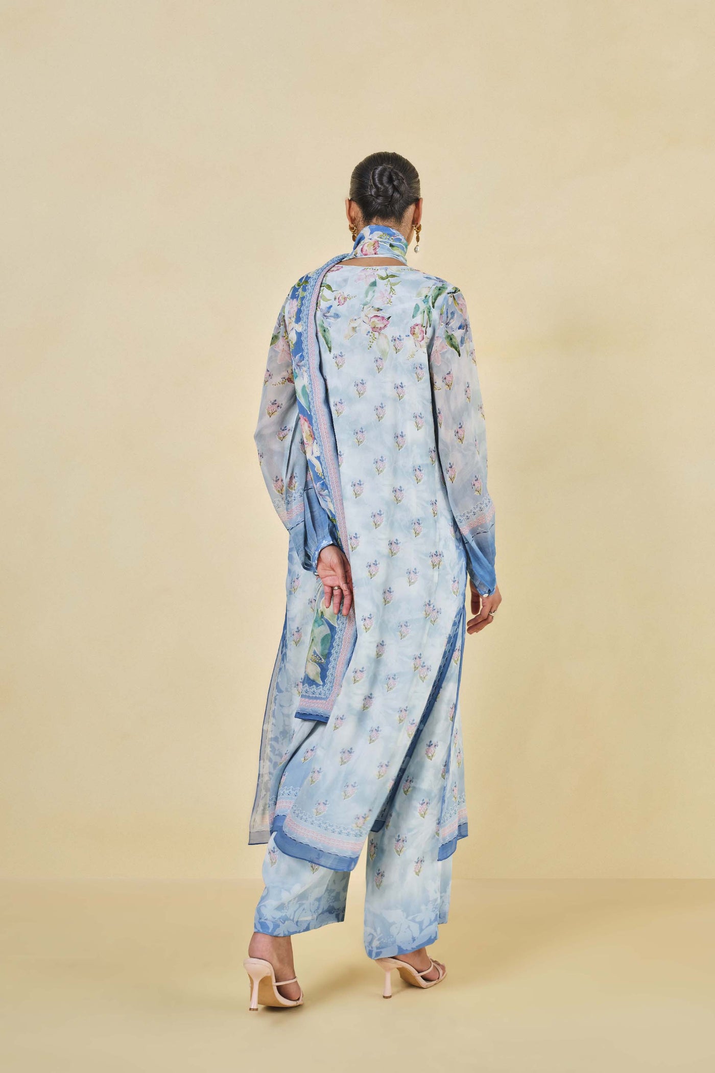 Anita Dongre Dayflower Suit Set Blue indian designer wear online shopping melange singapore