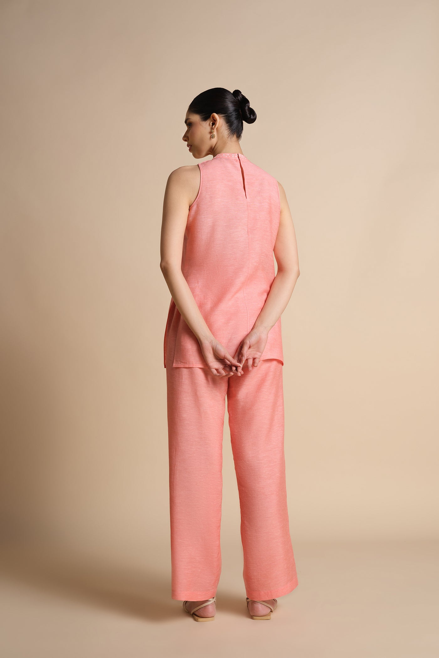 Anita Dongre Daylily Handcrafted Bandhani  Linen Co-ord Blush indian designer wear online shopping melange singapore