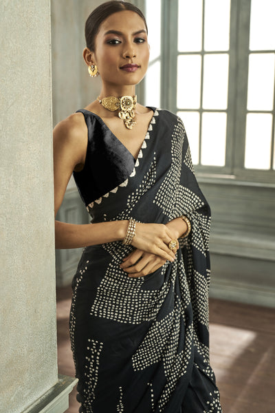 Anita Dongre Deetya Bandhani Saree Black indian designer wear online shopping melange singapore
