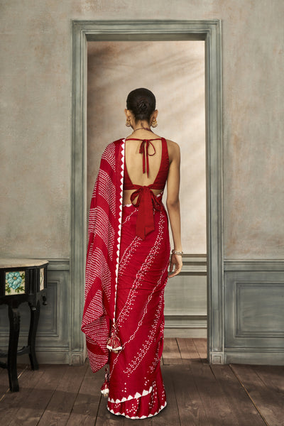 Anita Dongre Deetya Bandhani Saree Red indian designer wear online shopping melange singapore