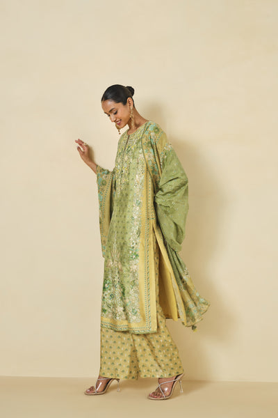 Anita Dongre Delmar Printed Suit Set Lime indian designer wear online shopping melange singapore