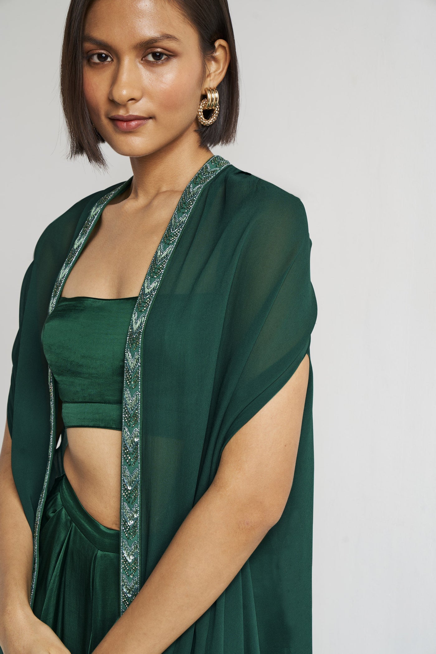 Anita Dongre Delora Skirt Set Green indian designer wear online shopping melange singapore