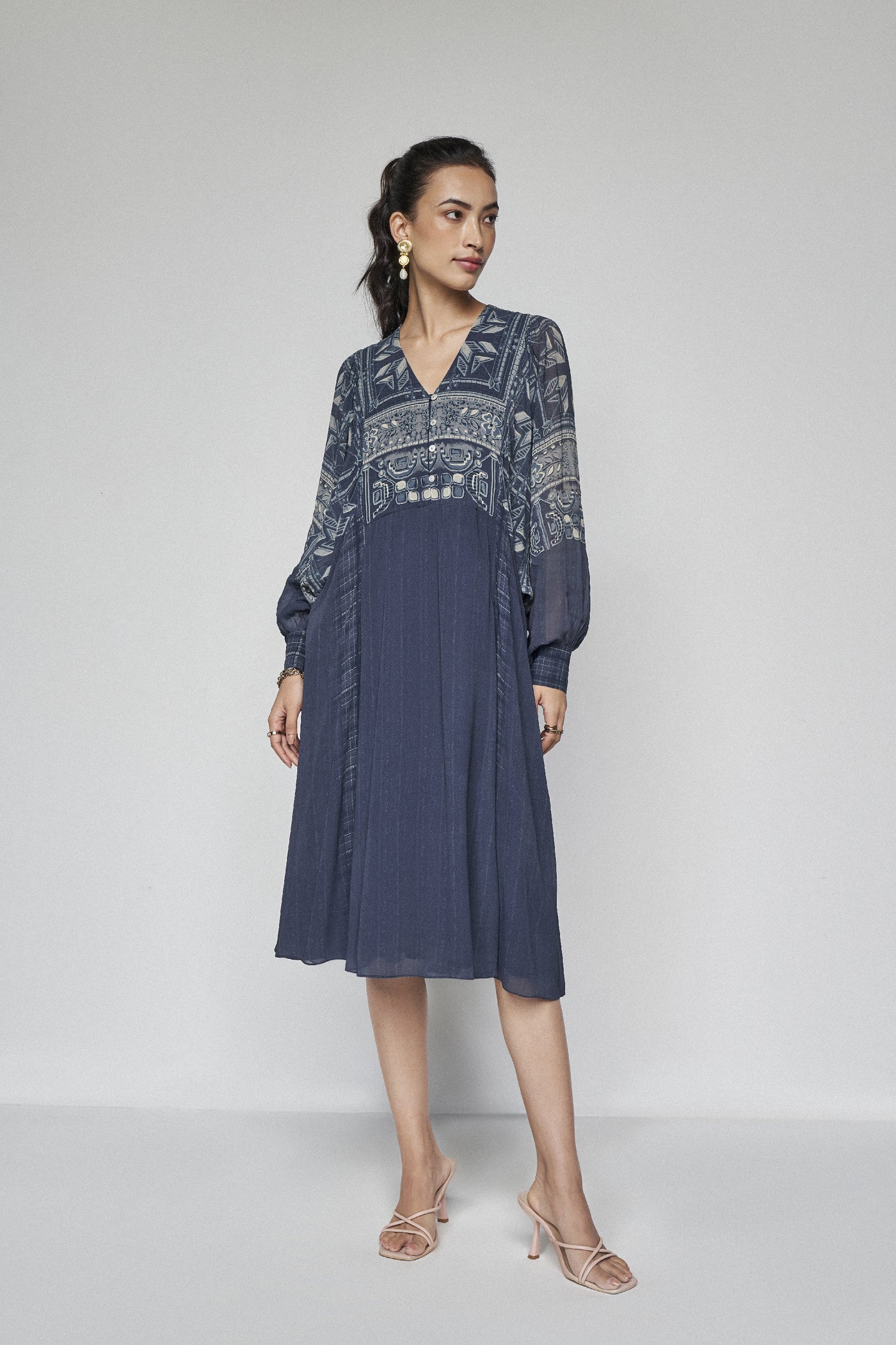 Anita Dongre Demna Dress Blue indian designer wear online shopping melange singapore
