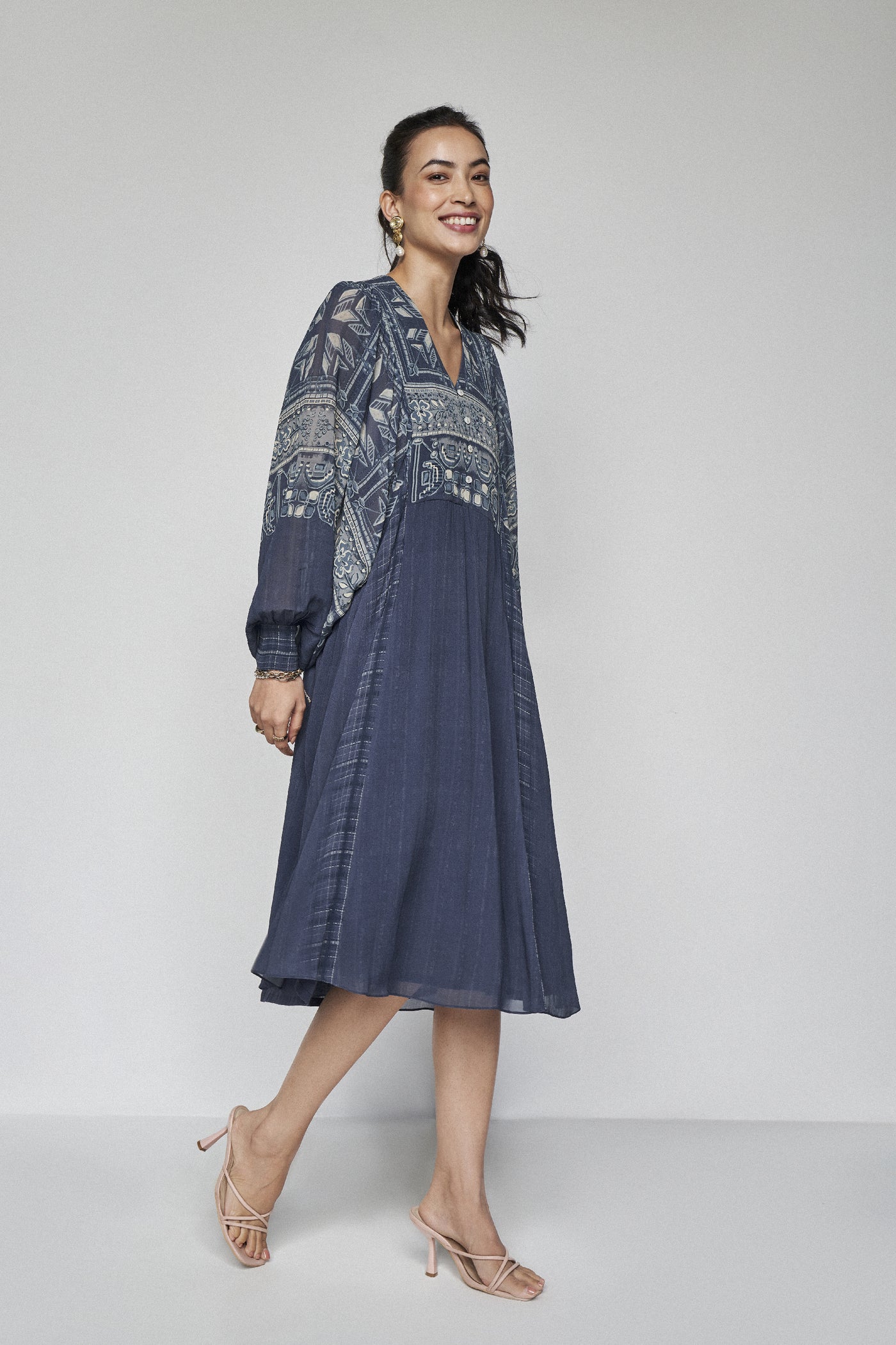 Anita Dongre Demna Dress Blue indian designer wear online shopping melange singapore