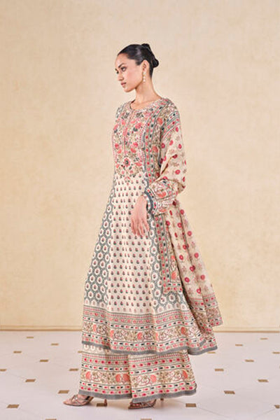 Anita Dongre Demoiselle Printed Sequin Silk Suit Set Cream indian designer wear online shopping melange singapore