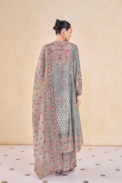Anita Dongre Demoiselle Printed Sequin Silk Suit Set Sage indian designer wear online shopping melange singapore
