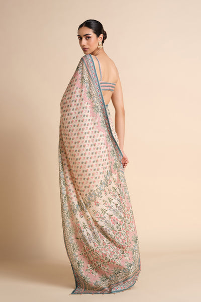 Anita Dongre Desna Printed Silk Saree Beige indian designer wear online shopping melange singapore