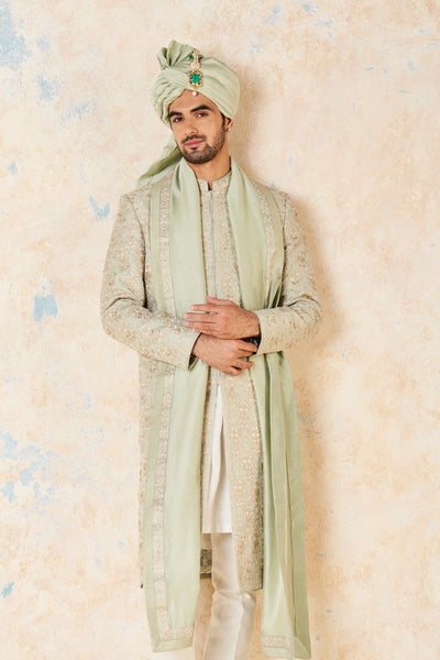 Anita Dongre Devarsh Sherwani Sage indian designer wear online shopping melange singapore