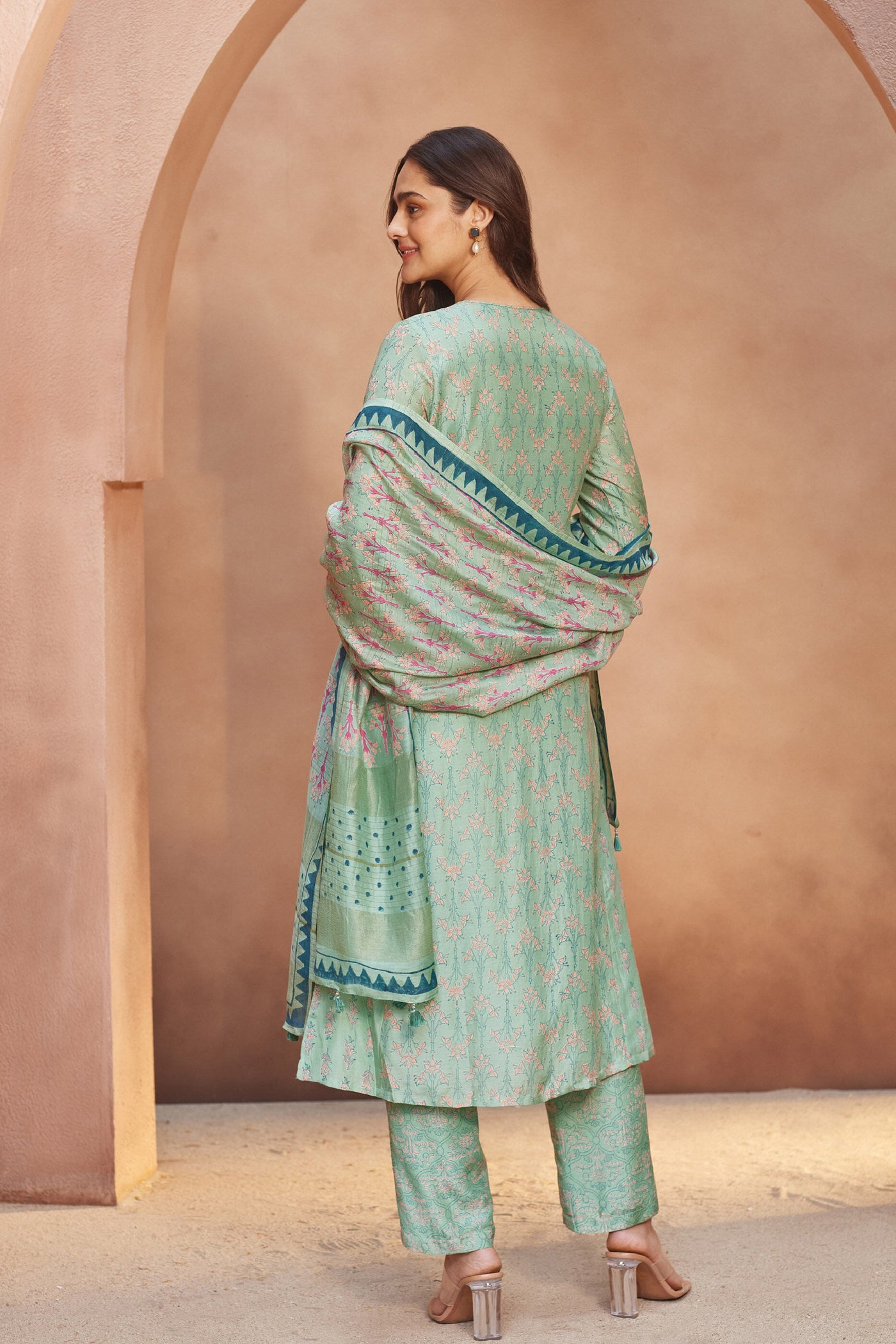 Anita Dongre Devya Suit Set Sage Indian designer wear online shopping melange singapore