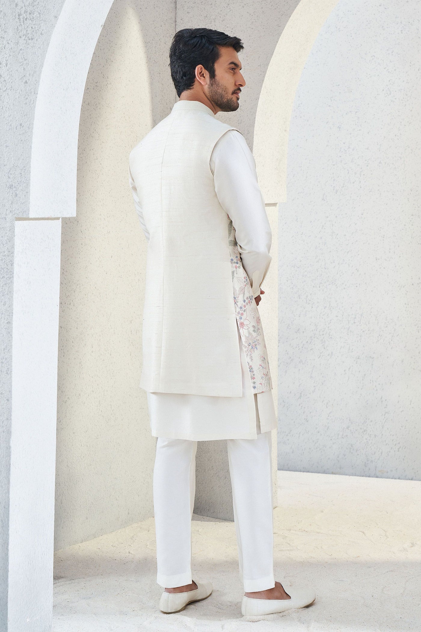 Anita Dongre menswear Dhruvam Nehru Jacket Ivory indian designer wear online shopping melange singapore