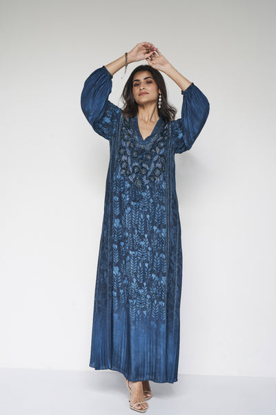 Anita Dongre Diamanda Kaftan Blue indian designer wear online shopping melange singapore