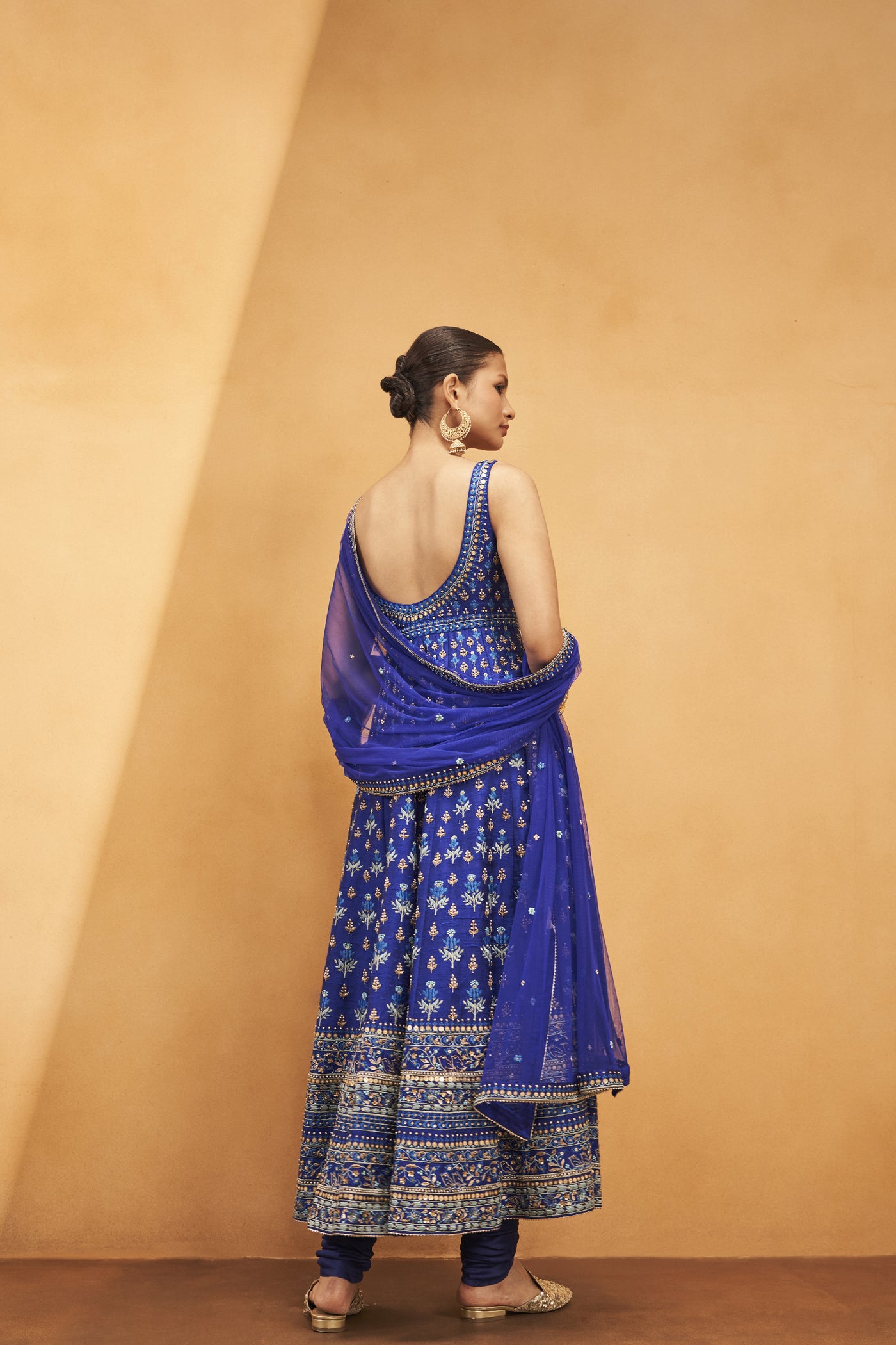 Anita Dongre Drisana Anarkali Set Ink Blue indian designer wear online shopping melange singapore