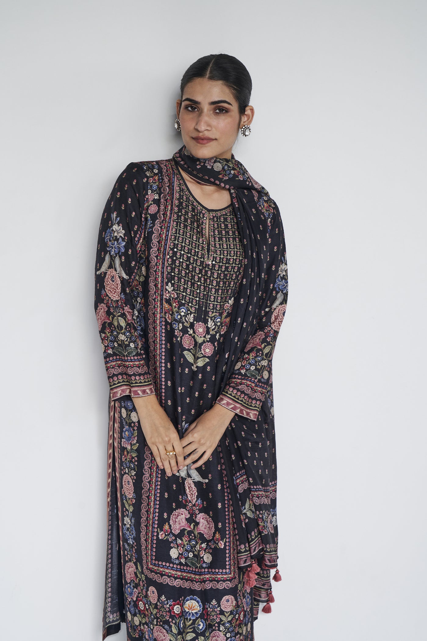 Anita Dongre Elnaz Suit Set Black indian designer wear online shopping melange singapore