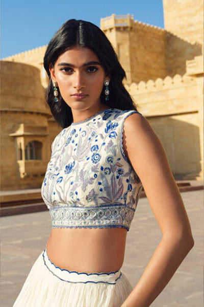 Anita Dongre Emalia Embroidered Mul Skirt Set Natural indian designer wear online shopping melange singapore