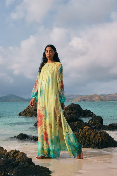 Anita Dongre Emmylou Kaftan Yellow indian designer wear online shopping melange singapore