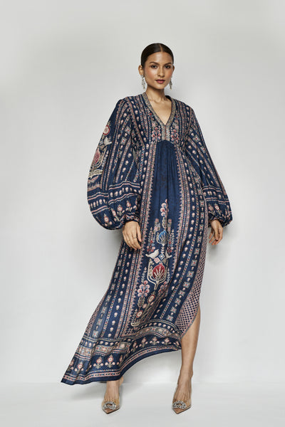 Anita Dongre Eranthe Kaftan Blue indian designer wear online shopping melange singapore