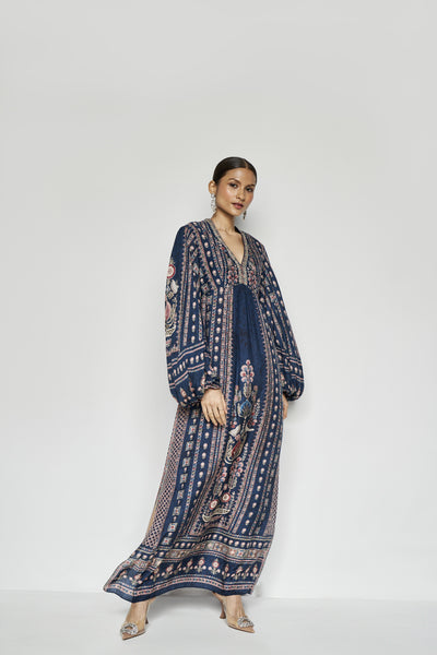 Anita Dongre Eranthe Kaftan Blue indian designer wear online shopping melange singapore