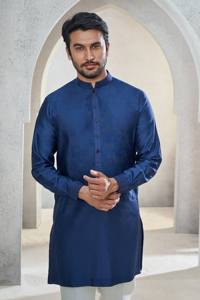 Anita Dongre Menswear Esam Kurta Navy Blue Indian designer wear online shopping melange singapore