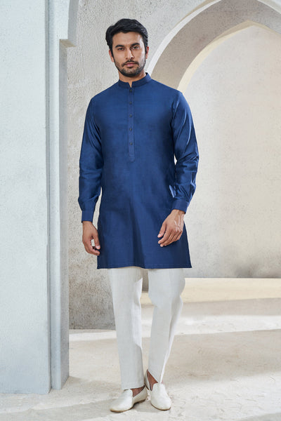 Anita Dongre Menswear Esam Kurta Navy Blue Indian designer wear online shopping melange singapore