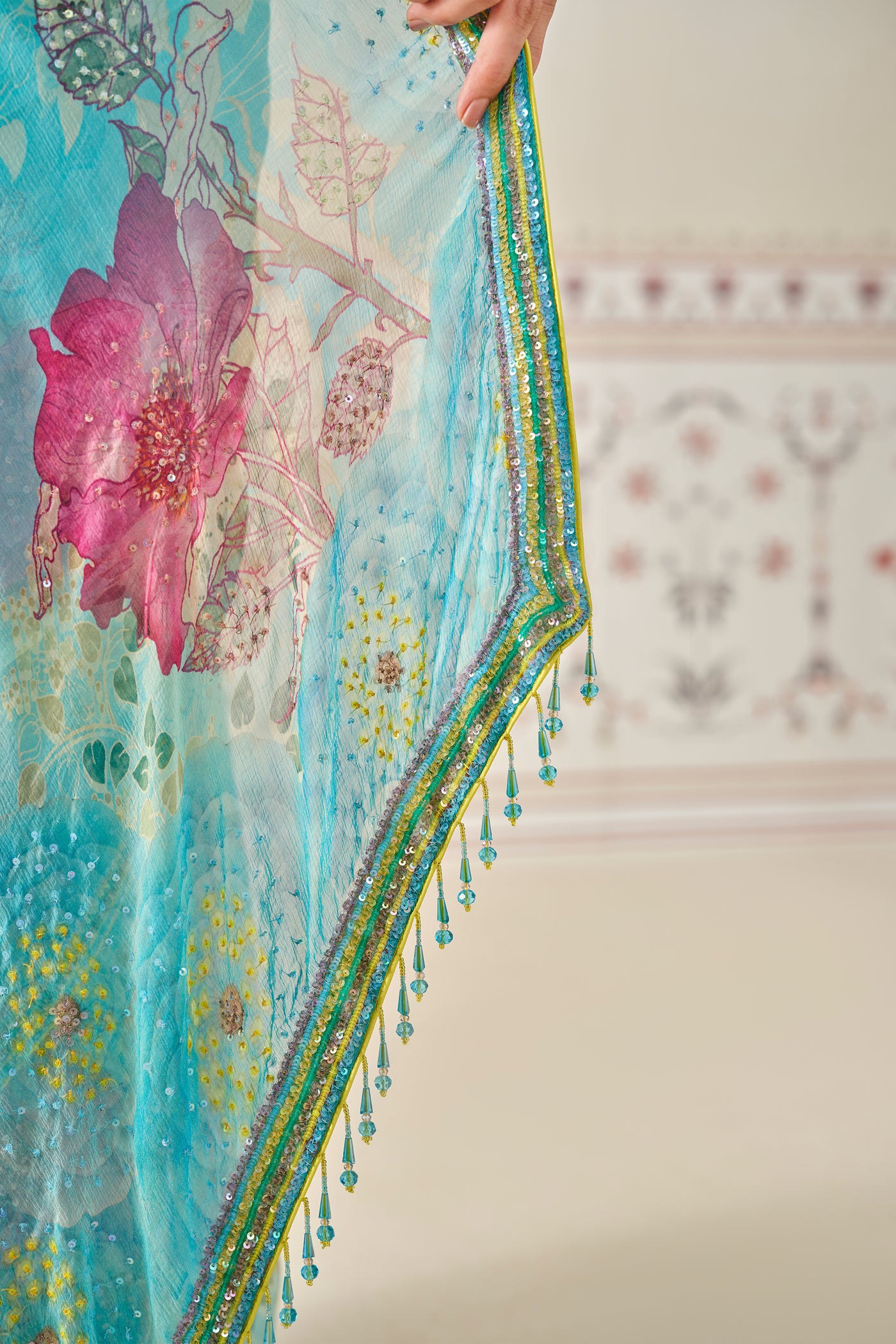 Anita Dongre Esen Sequin Chiffon Saree indian designer wear online shopping melange singapore