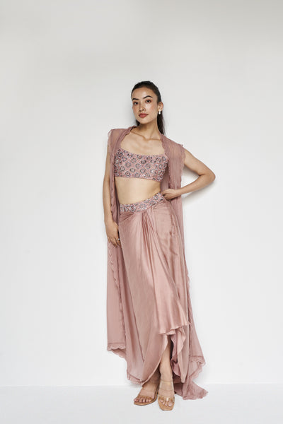 Anita Dongre Esilda Skirt Set Old Rose indian designer wear online shopping melange singapore