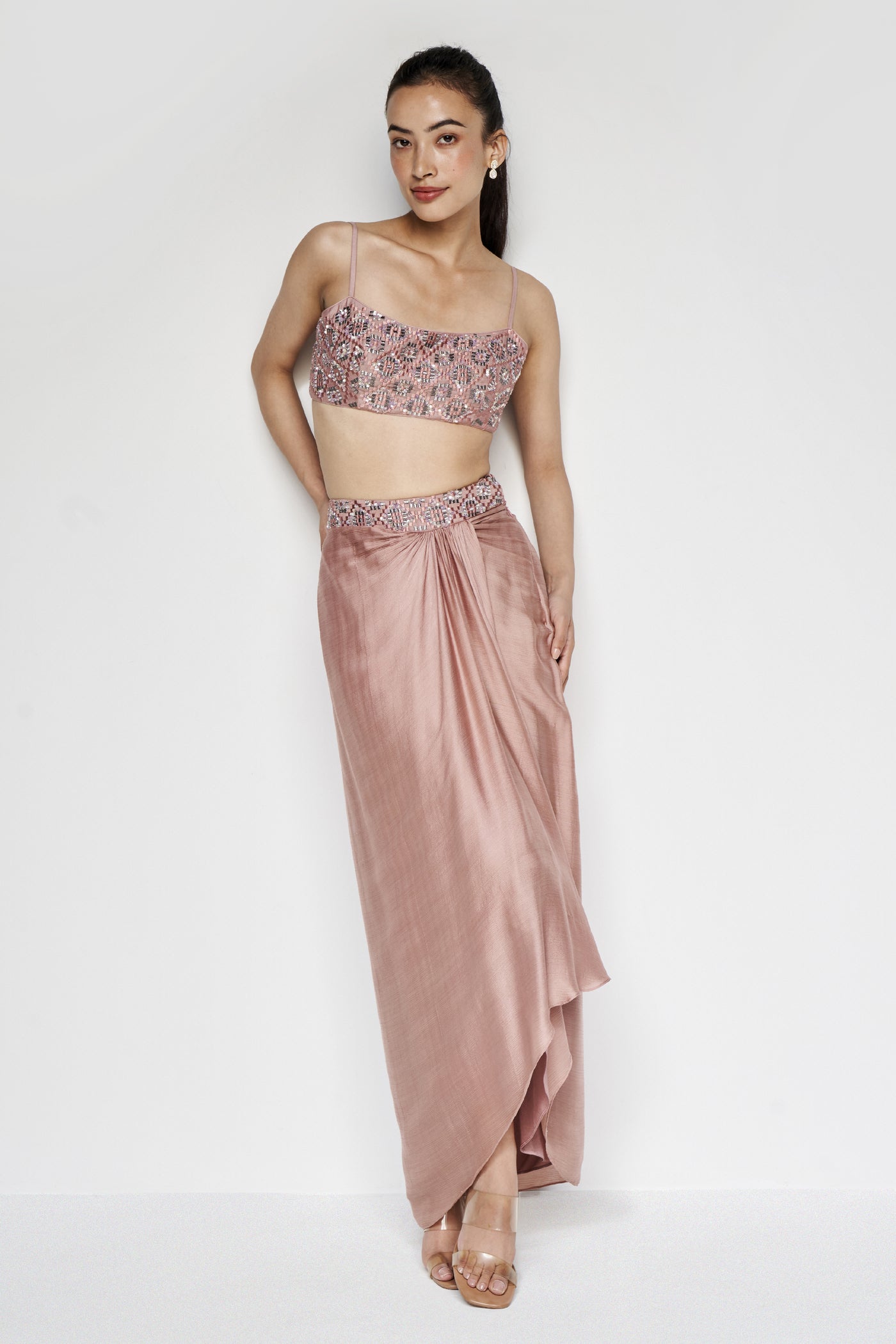 Anita Dongre Esilda Skirt Set Old Rose indian designer wear online shopping melange singapore