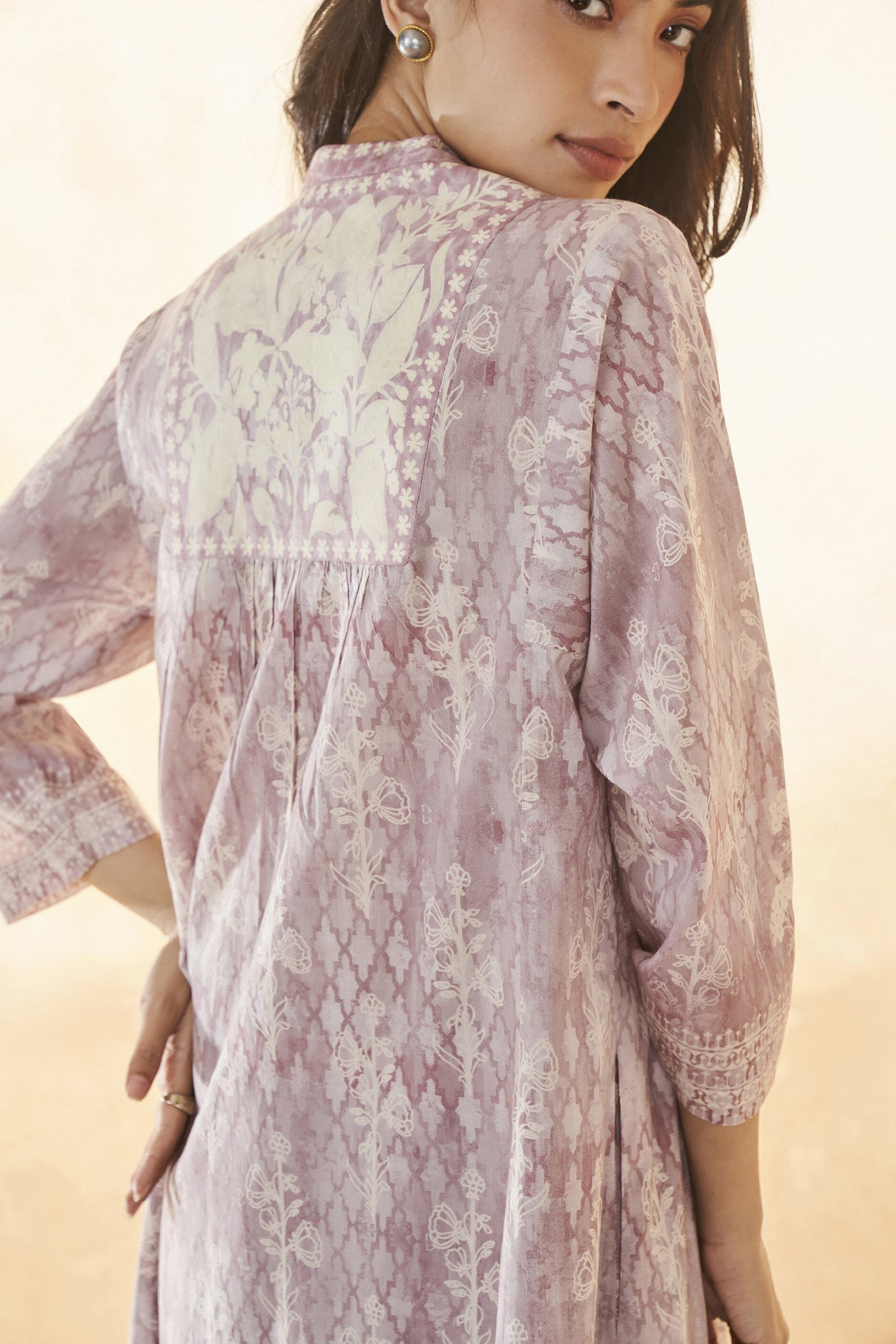 Anita Dongre Estaa Kurta Set Lilac Indian designer wear online shopping melange singapore