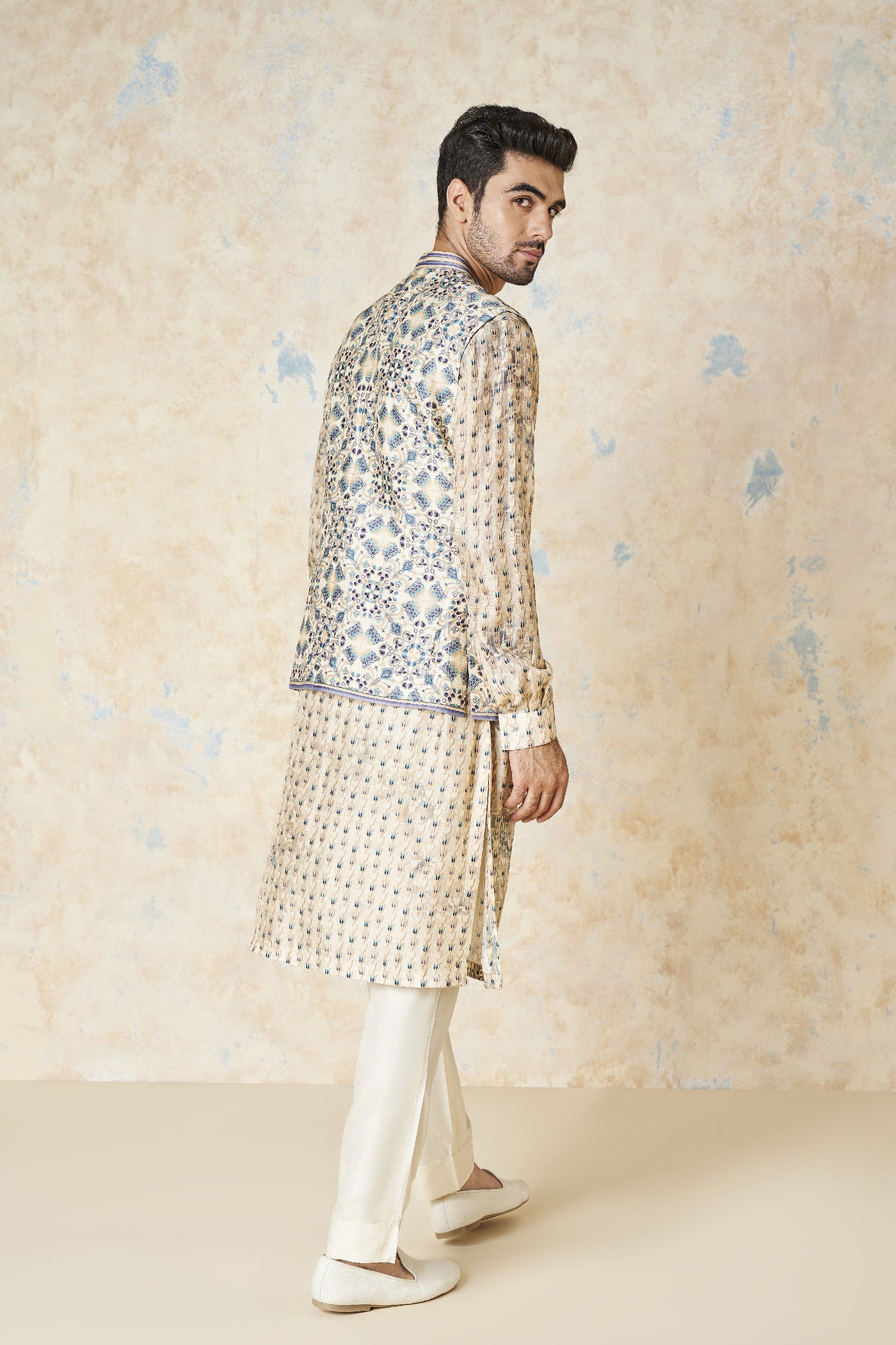 Anita Dongre Evyavan Nehru Jacket Sand indian designer wear online shopping melange singapore