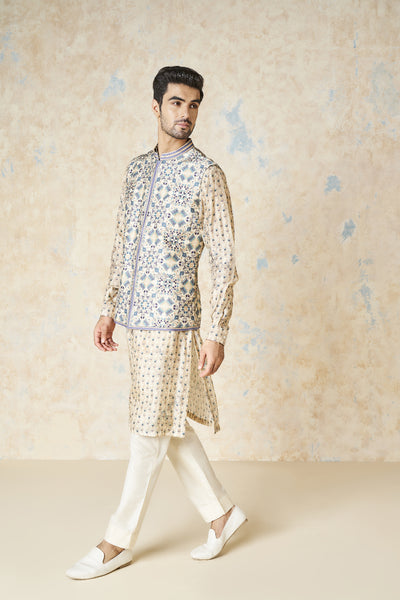 Anita Dongre Evyavan Nehru Jacket Sand indian designer wear online shopping melange singapore