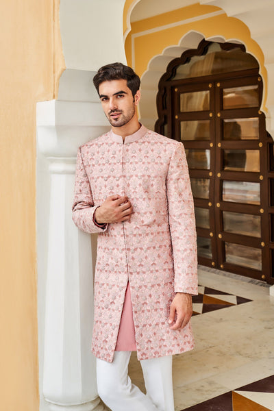 Anita Dongre menswear Faiyaz Sherwani Pink indian designer wear online shopping melange singapore