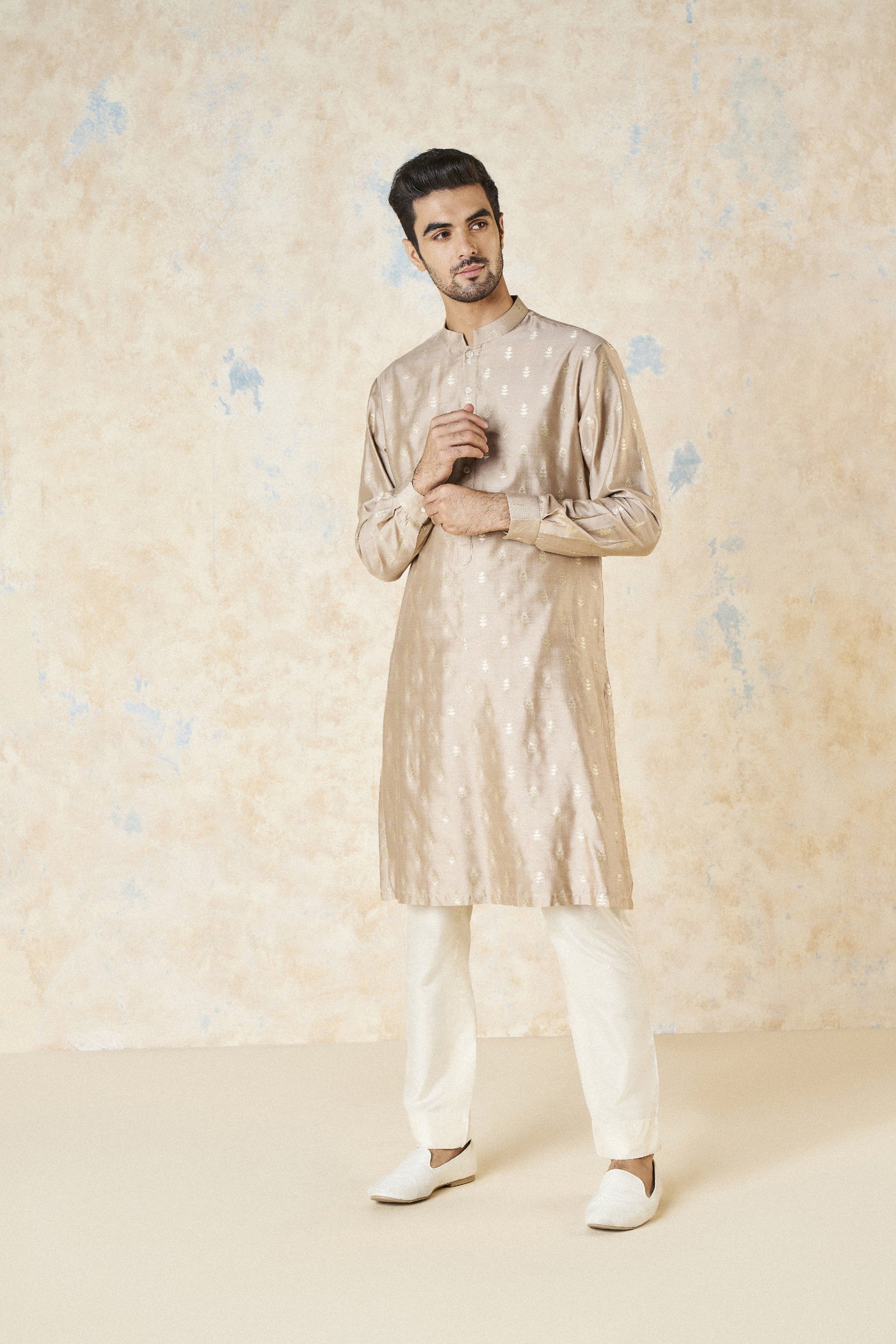 Anita Dongre Faizan Kurta Hazelnut indian designer wear online shopping melange singapore