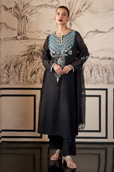 Anita Dongre Faramir Suit Set Black Indian designer wear online shopping melange singapore