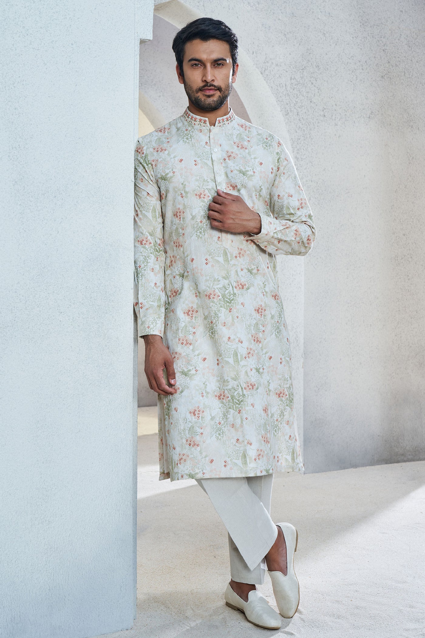 Anita Dongre Menswear Fariq Kurta Ivory Indian designer wear online shopping melange singapore