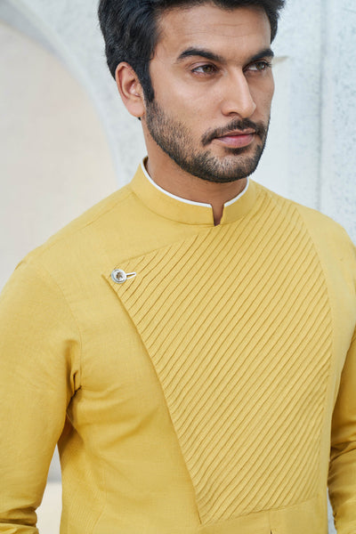 Anita Dongre Menswear Faris Kurta Mustard Indian designer wear online shopping melange singapore