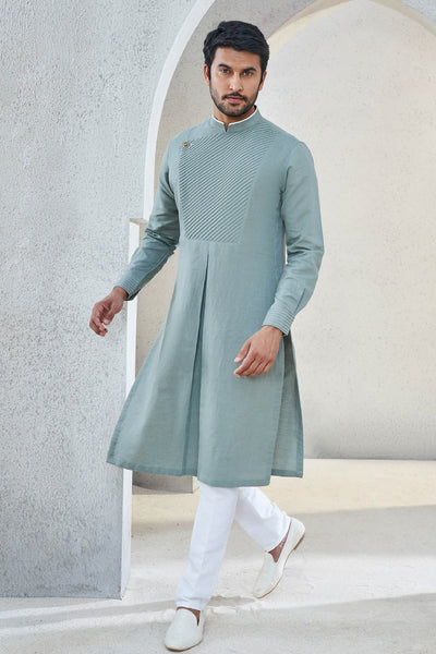 Anita Dongre Menswear Faris Kurta Olive Indian designer wear online shopping melange singapore