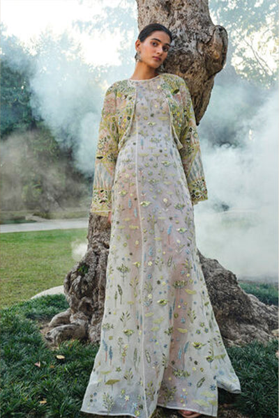 Anita Dongre Faunus Embroidered Silk Jacket Set indian designer wear online shopping melange singapore
