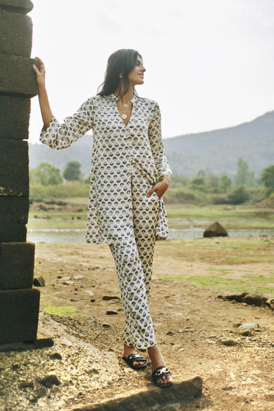 Anita Dongre Floret Front Slit Coord Ecru indian designer wear online shopping melange singapore
