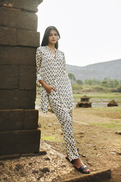 Anita Dongre Floret Front Slit Coord Ecru indian designer wear online shopping melange singapore