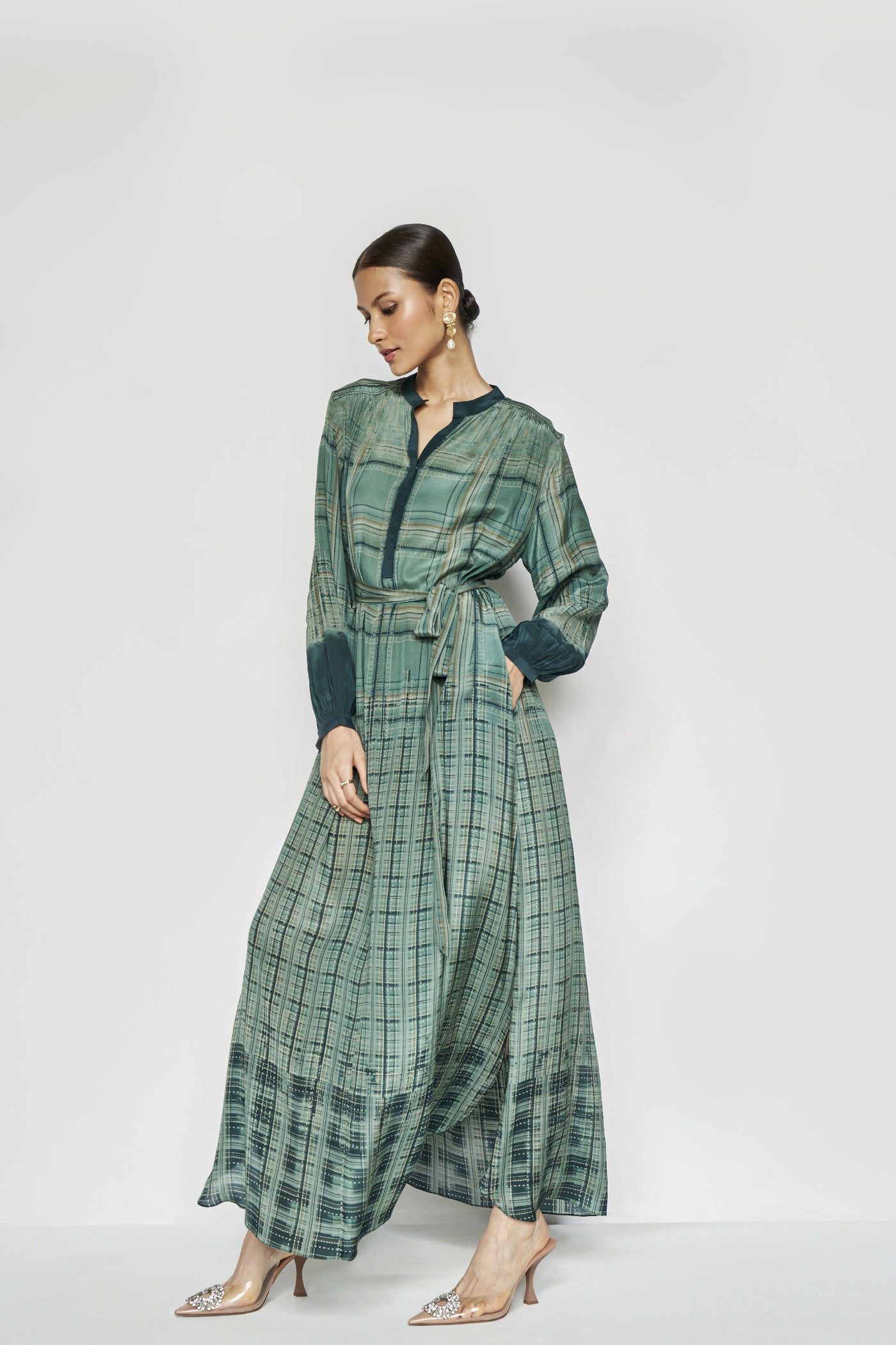 Anita Dongre Franze Kaftan Green indian designer wear online shopping melange singapore