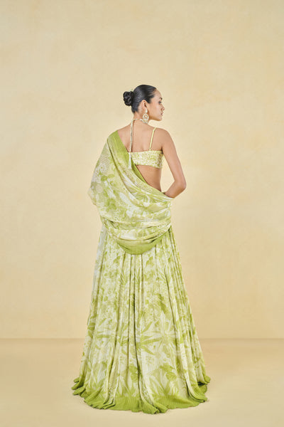 Anita Dongre From The Tropics Georgette Lehenga Lime indian designer wear online shopping melange singapore