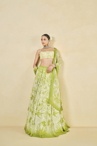 Anita Dongre From The Tropics Georgette Lehenga Lime indian designer wear online shopping melange singapore