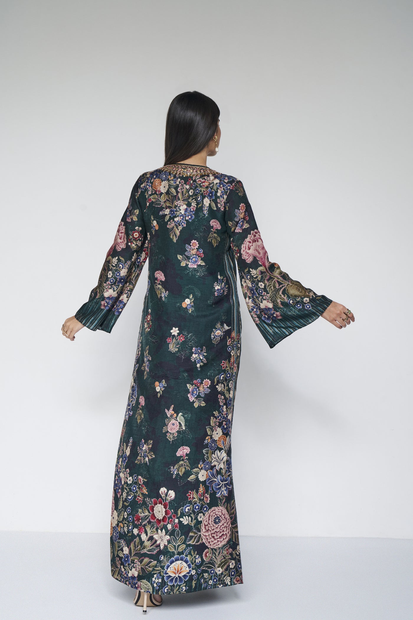 Anita Dongre Gazala Kaftan Green indian designer wear online shopping melange singapore