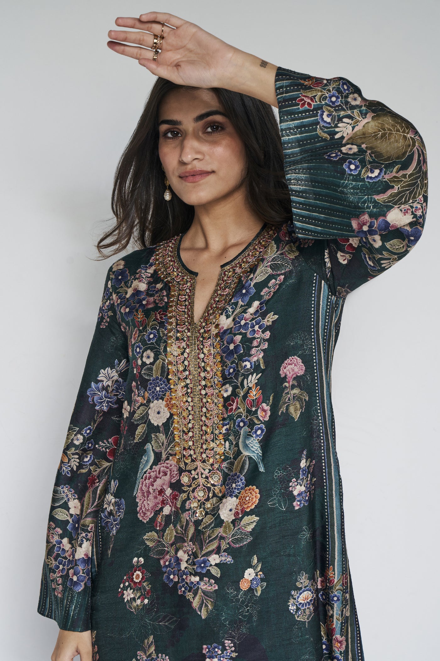 Anita Dongre Gazala Kaftan Green indian designer wear online shopping melange singapore