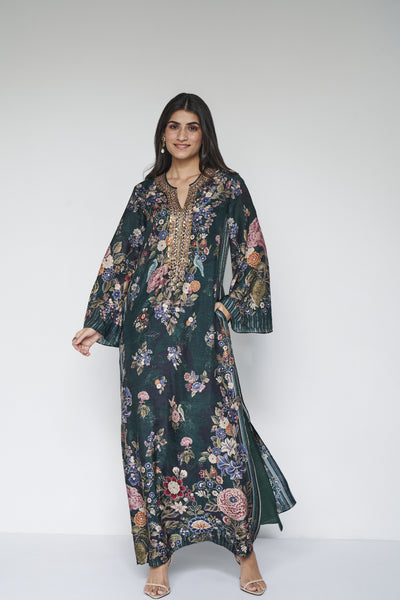 Anita Dongre Gazala Kaftan Green indian designer wear online shopping melange singapore